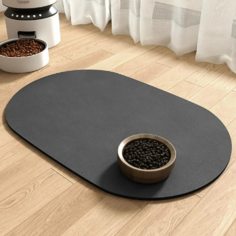 Tapis ovale absorbant pour gamelles de chat et chien