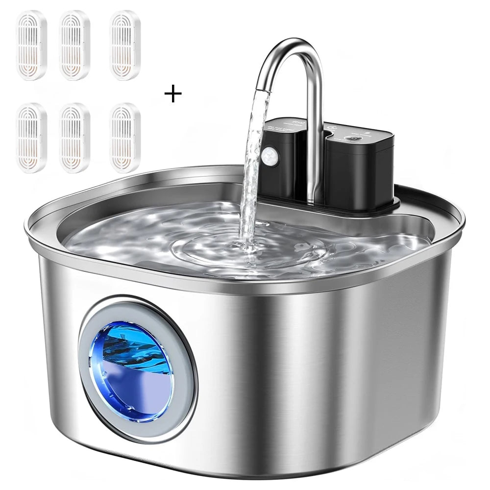Fontaine en inox 304 pour chat et petit chien – modèle sans fil rechargeable