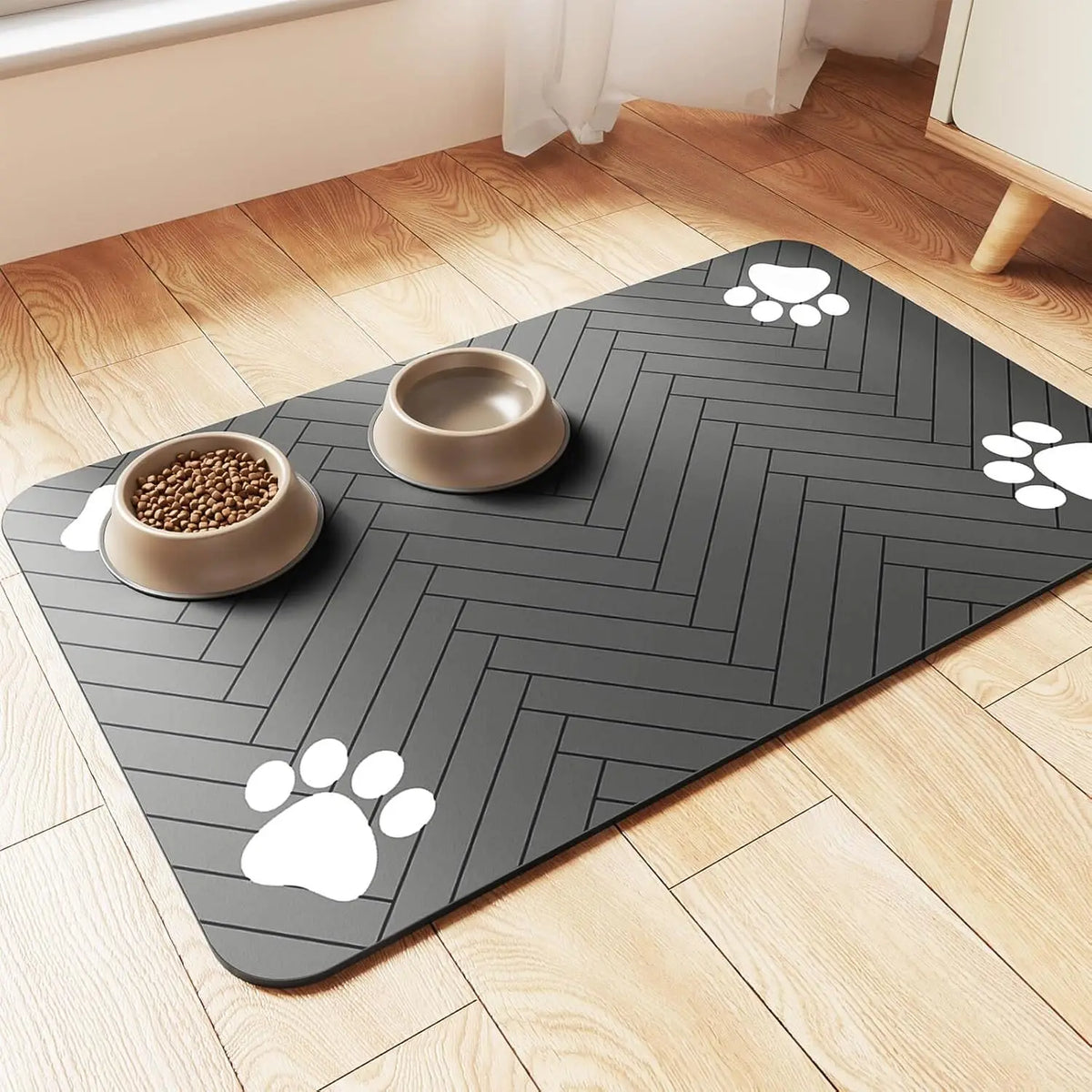 Tapis absorbant imperméable pour gamelles de chat et chien