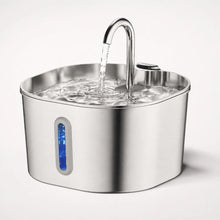 Fontaine à eau en inox 2,2 L pour chat et chien – modèle carré avec fenêtre