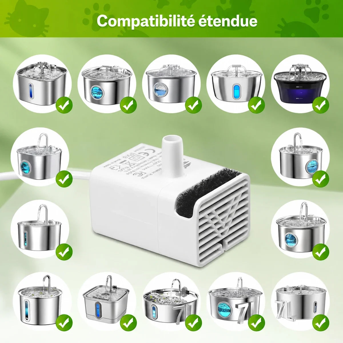 Compatibilité de la pompe de remplacement pour fontaine à eau