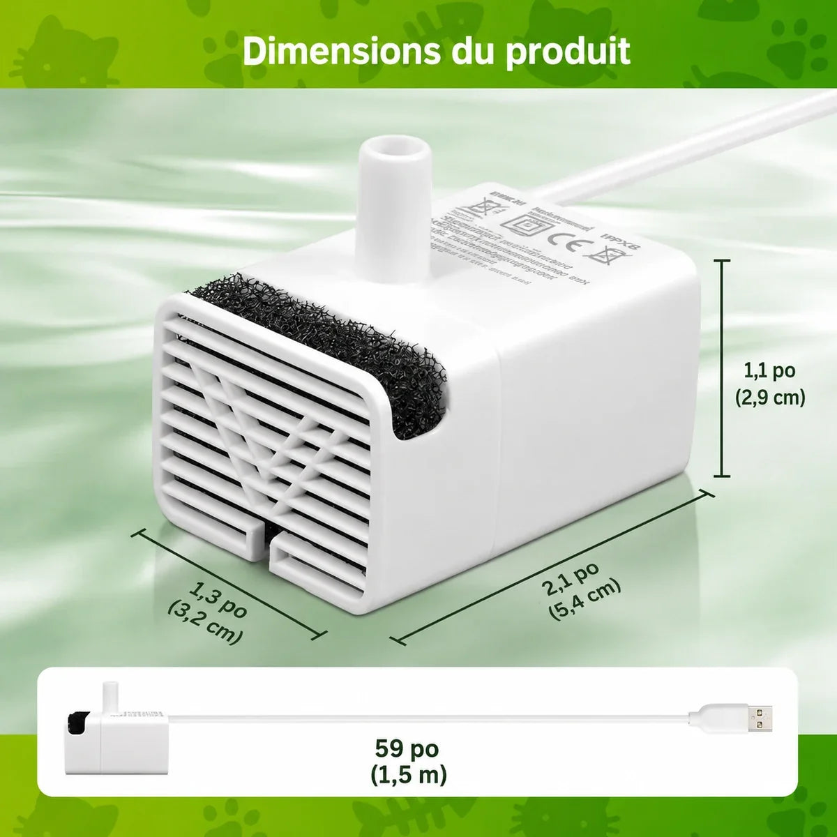 Dimensions de la pompe de remplacement JY-830 et JY-840
