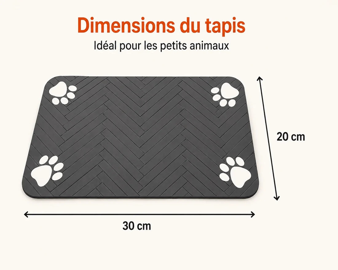 Dimensions du tapis absorbant imperméable pour gamelles